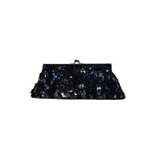 Lancôme Vintage Black Flower Sequin Beaded Evening Bag